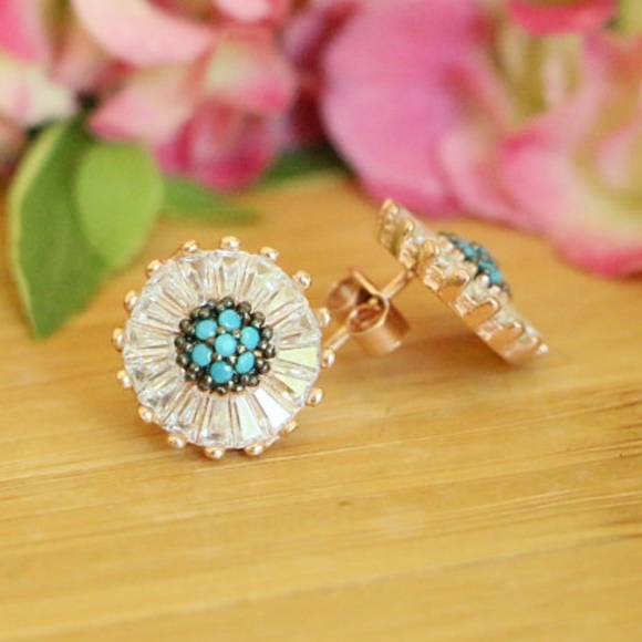 Sterling Silver Nano Turquoise & Cubic Zirconia - Picture 6 of 8